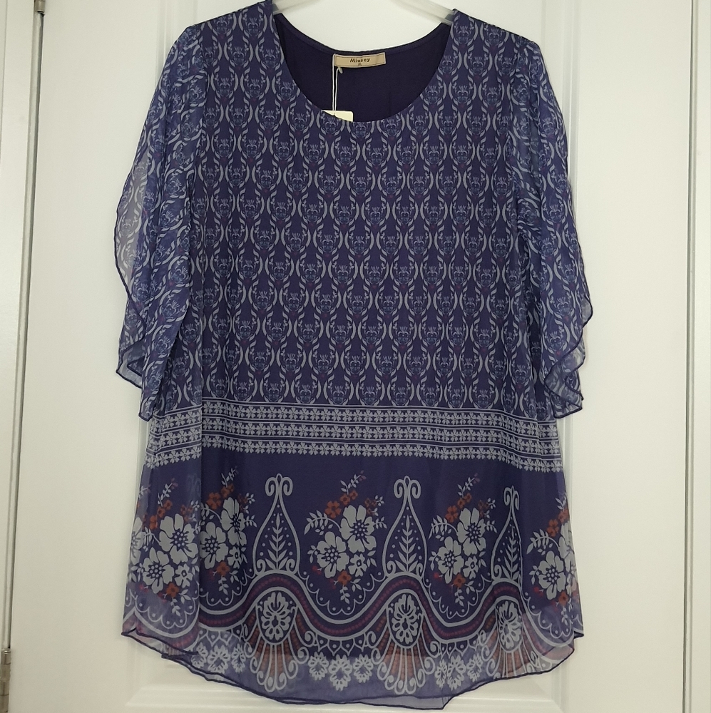 Purple Patterned Blouse - Picture 4 of 5